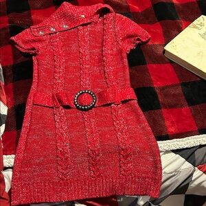 Faded Glory Red Knit Kids Dress with Belt